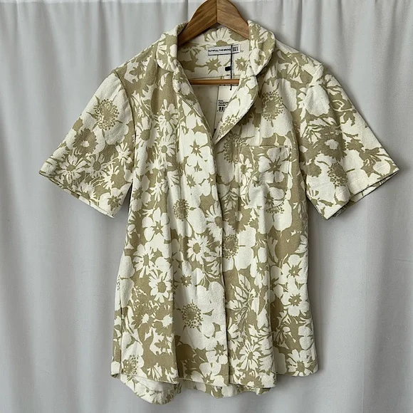 Faithfull The Brand NWT Montina Caronia Floral Sand Short Sleeve Shirt **Sz 4** - Picture 6 of 9